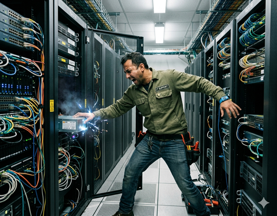 Teknisi di ruang server